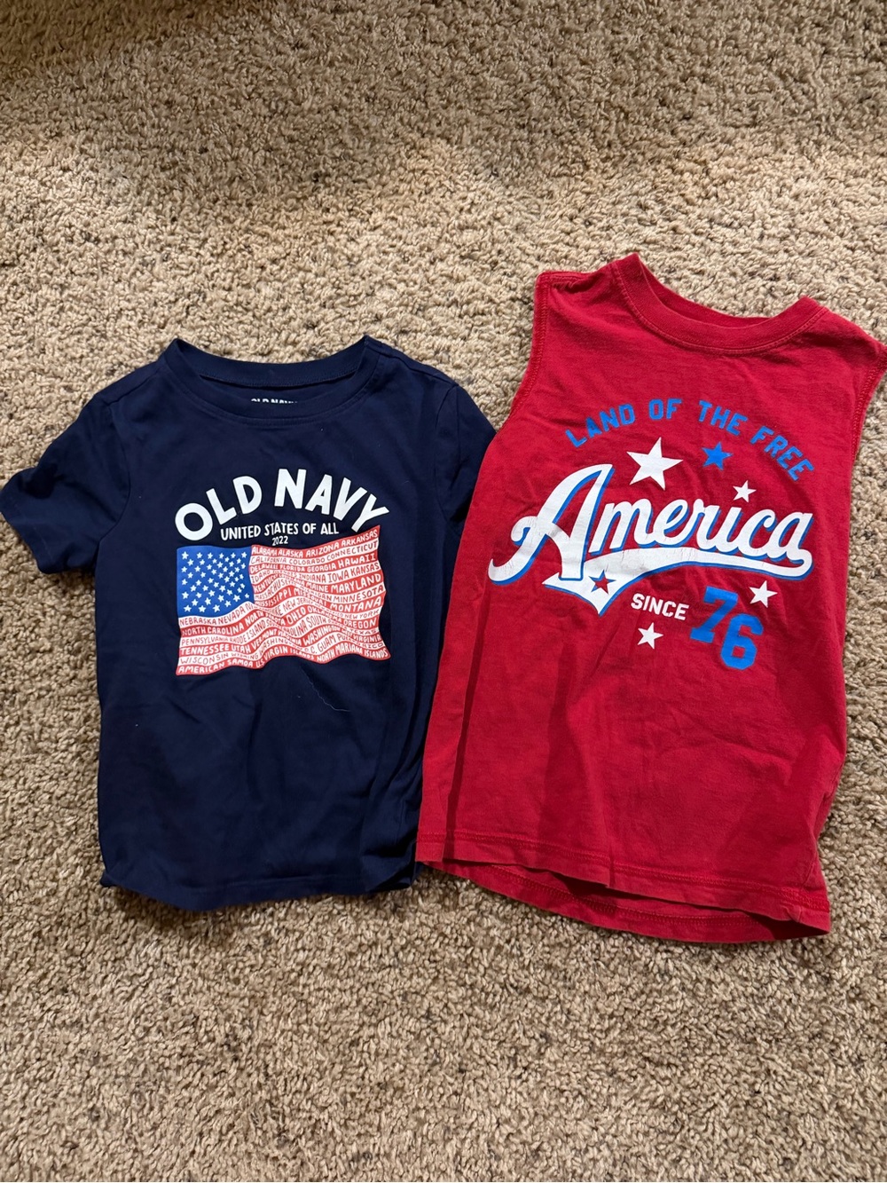 Old Navy Navy Blue Kids Short-Sleeve Tee with Flag Graphic